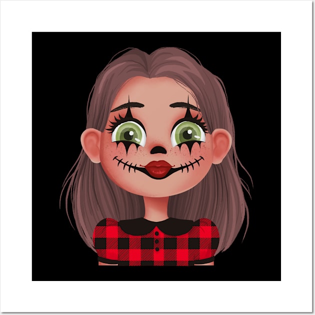 Halloween Cute Happy Girl Wall Art by PicRidez